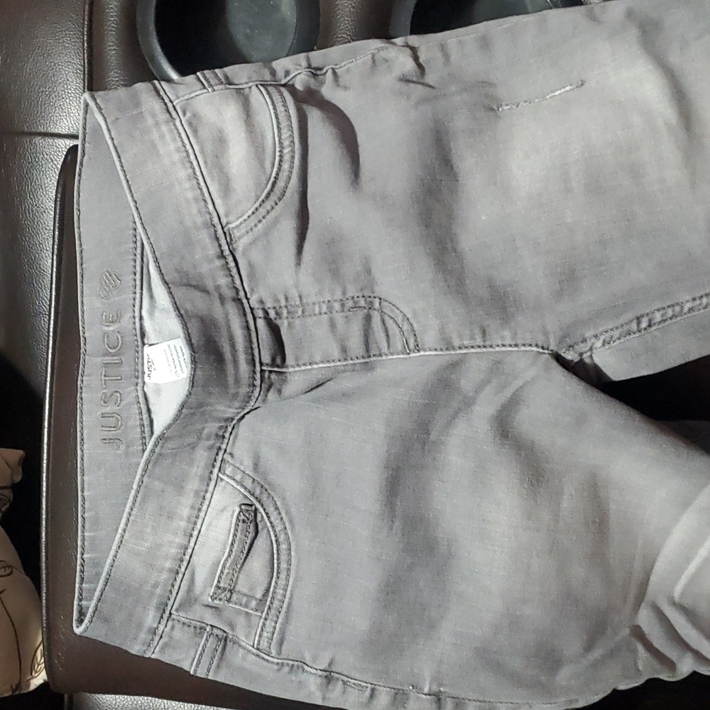 Girls justice gray slip on skinny jeans